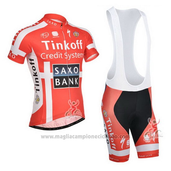 2014 Abbigliamento Ciclismo Tinkoff Saxo Bank Campione Danimarca Manica Corta e Salopette